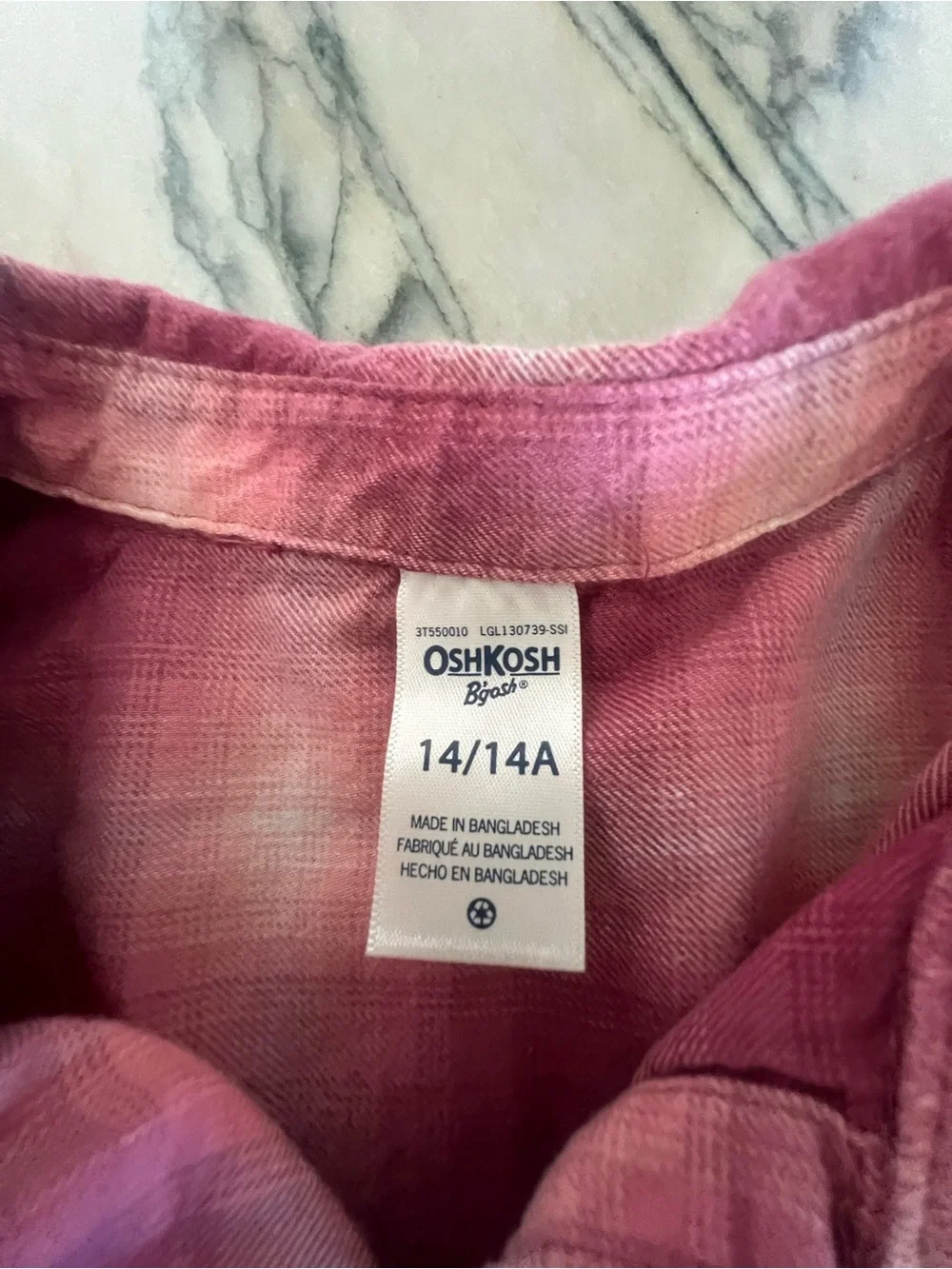 OshKosh Long-Sleeve Plaid Button-Down Shirt in Mauve and White